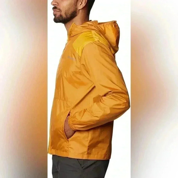 Columbia Mens Windbreaker XL Gold Yellow Hood Flashback Water Resistant Outdoor - Picture 5 of 13